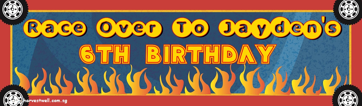 Race on His Birthday Customized Banner
